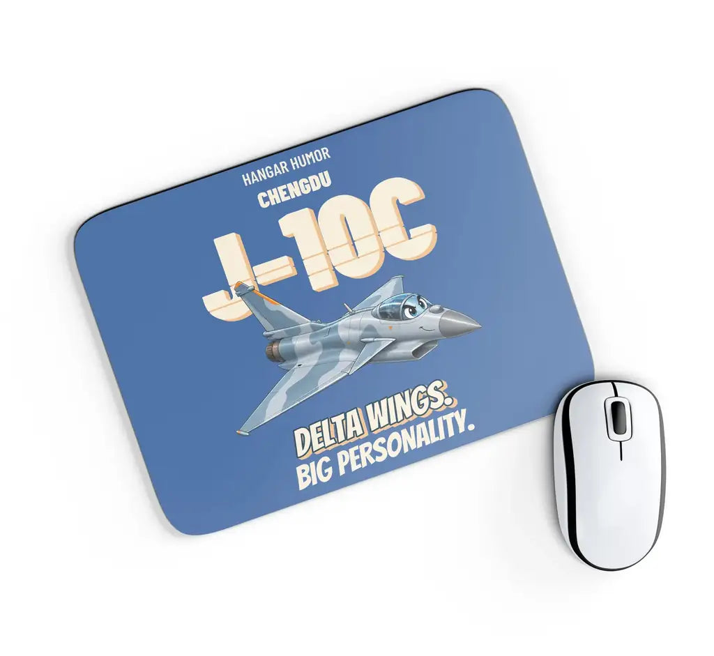 Chengdu J-10C - Delta wings. Big personality. design on blue rectangle mouse pad