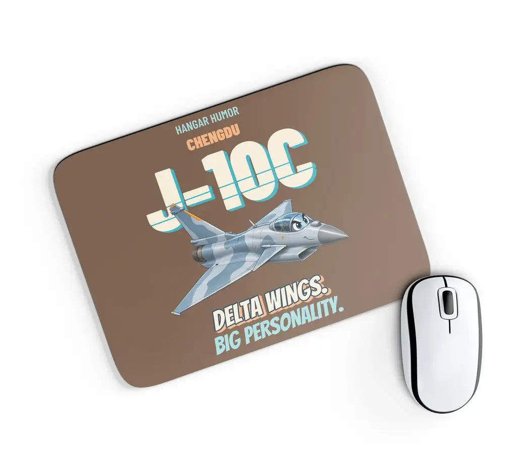 Chengdu J-10C - Delta wings. Big personality. design on brown rectangle mouse pad