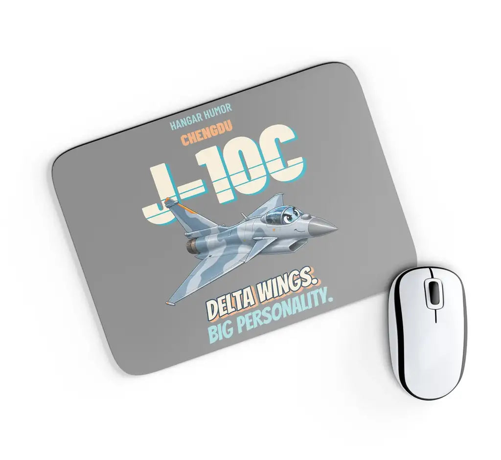 Chengdu J-10C - Delta wings. Big personality. design on gray rectangle mouse pad