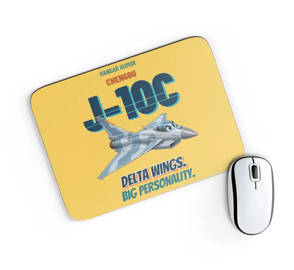 Chengdu J-10C - Delta wings. Big personality. design on yellow rectangle mouse pad