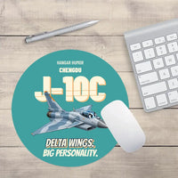 Thumbnail for Chengdu J-10C - Delta wings. Big personality. design on turquoise round mouse pad