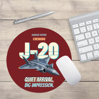 Thumbnail for Chengdu J-20 - Quiet arrival. Big impression. design on dark red round mouse pad