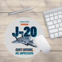 Thumbnail for Chengdu J-20 - Quiet arrival. Big impression. design on light gray round mouse pad