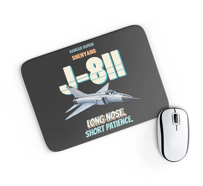 Shenyang J-8II - Long nose. Short patience. design on black rectangle mouse pad