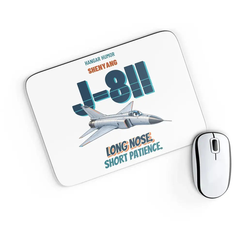 Shenyang J-8II - Long nose. Short patience. design on white rectangle mouse pad