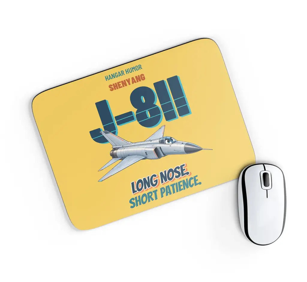 Shenyang J-8II - Long nose. Short patience. design on yellow rectangle mouse pad