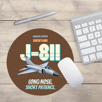 Thumbnail for Shenyang J-8II - Long nose. Short patience. design on brown round mouse pad
