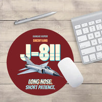 Thumbnail for Shenyang J-8II - Long nose. Short patience. design on dark red round mouse pad