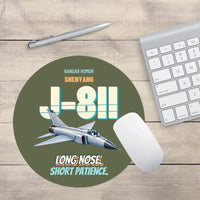Thumbnail for Shenyang J-8II - Long nose. Short patience. design on green army round mouse pad