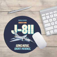 Thumbnail for Shenyang J-8II - Long nose. Short patience. design on navy blue round mouse pad