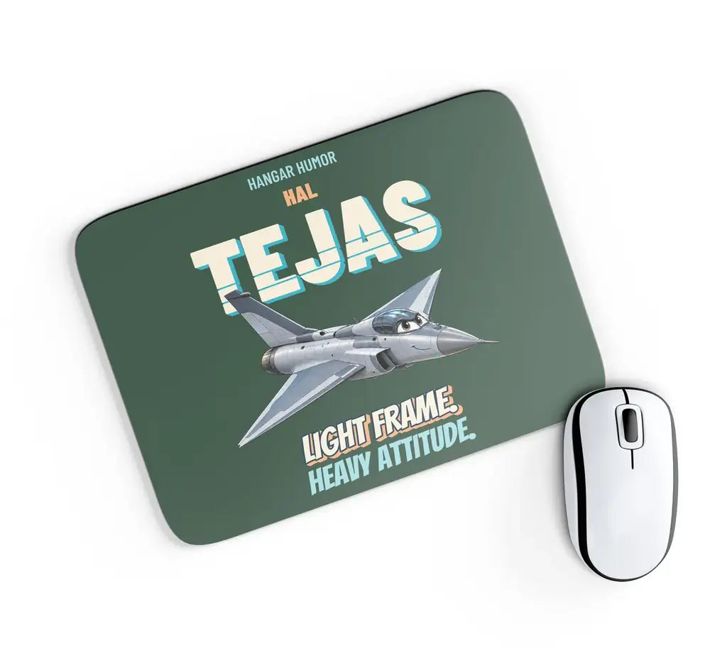 HAL Tejas Mk1 - Light frame. Heavy attitude. design on dark green rectangle mouse pad