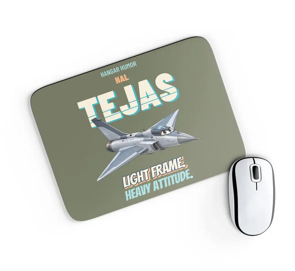 HAL Tejas Mk1 - Light frame. Heavy attitude. design on green army rectangle mouse pad