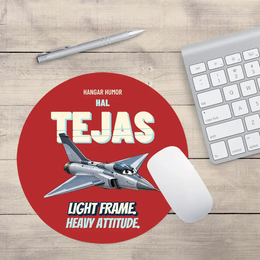 HAL Tejas Mk1 - Light frame. Heavy attitude. design on red round mouse pad