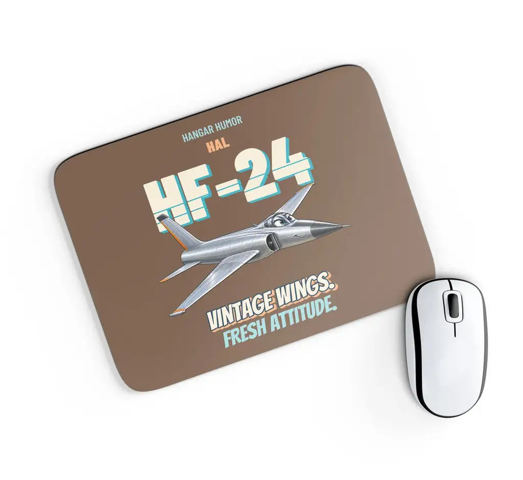 HAL HF-24 Marut - Vintage wings. Fresh attitude. design on brown rectangle mouse pad