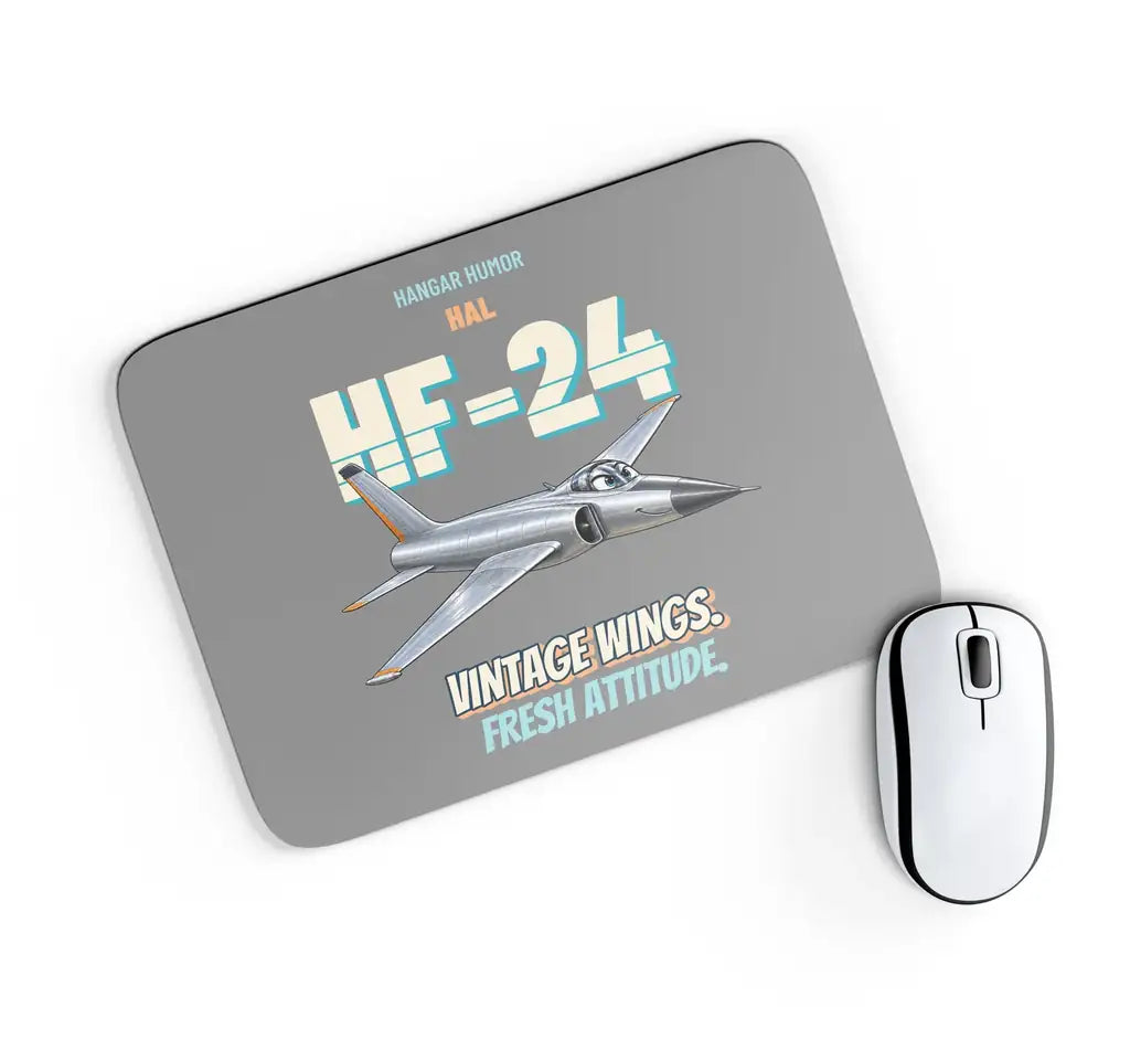 HAL HF-24 Marut - Vintage wings. Fresh attitude. design on gray rectangle mouse pad
