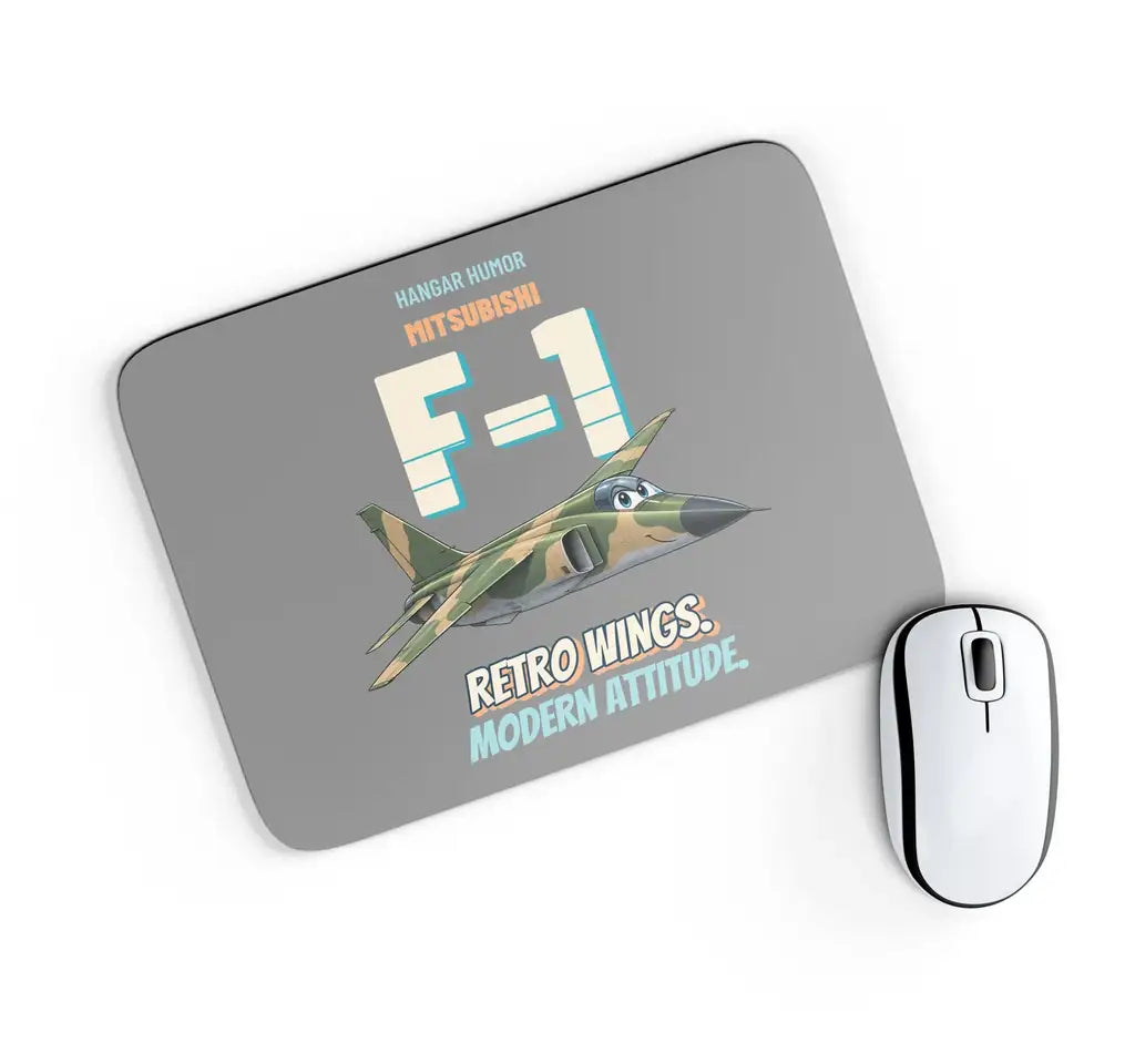 Mitsubishi F-1 - Retro wings. Modern attitude. design on gray rectangle mouse pad
