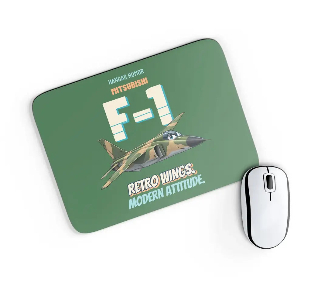 Mitsubishi F-1 - Retro wings. Modern attitude. design on green rectangle mouse pad