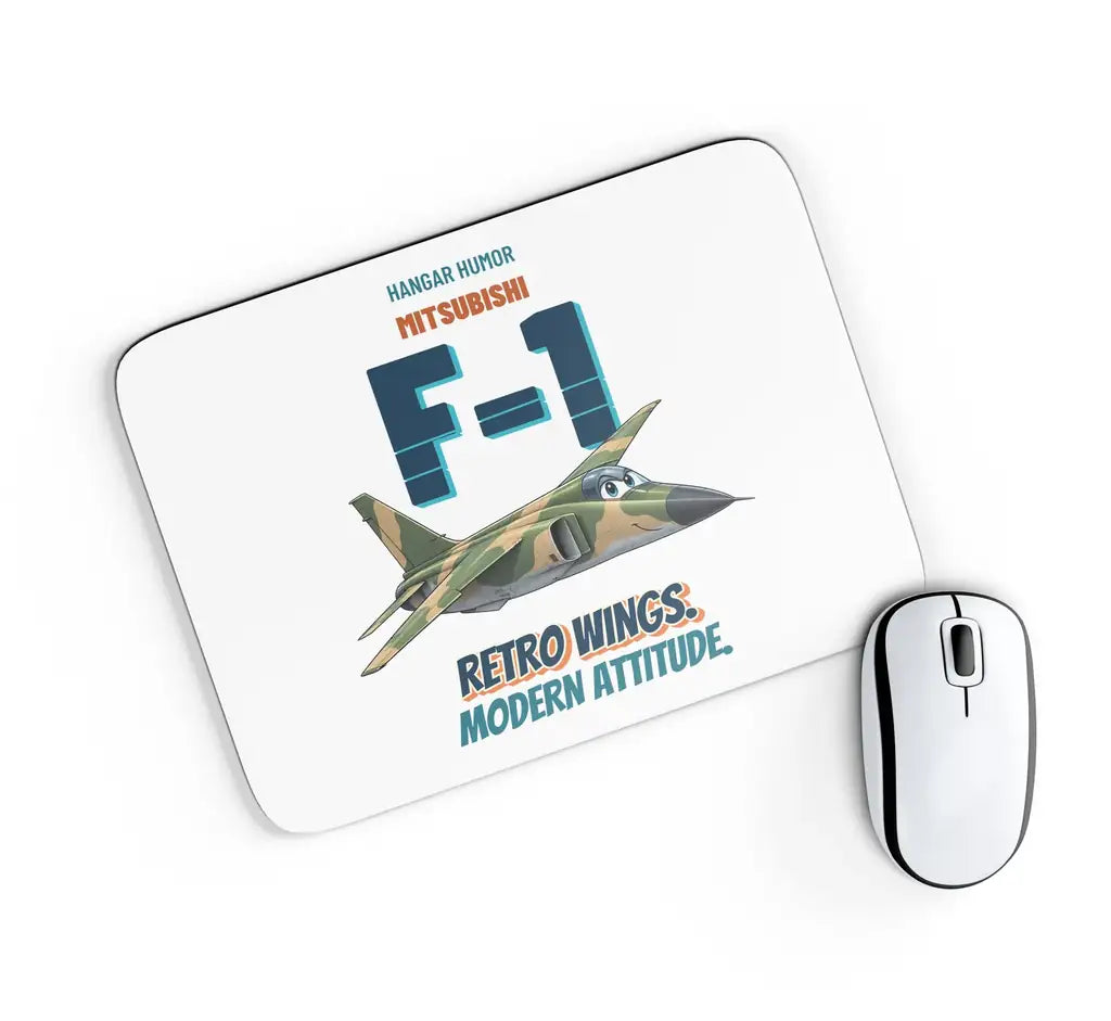 Mitsubishi F-1 - Retro wings. Modern attitude. design on white rectangle mouse pad