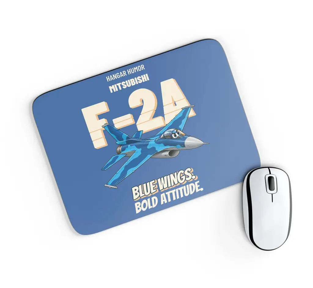 Mitsubishi F-2A - Blue wings. Bold attitude. design on blue rectangle mouse pad