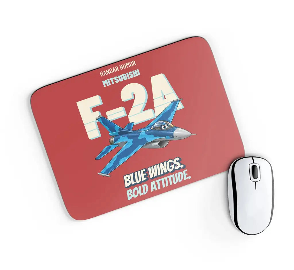 Mitsubishi F-2A - Blue wings. Bold attitude. design on red rectangle mouse pad