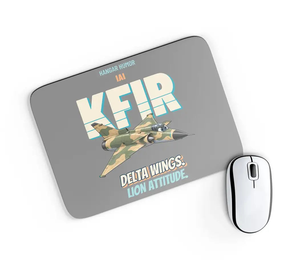 IAI Kfir C2 - Delta wings. Lion attitude. design on gray rectangle mouse pad