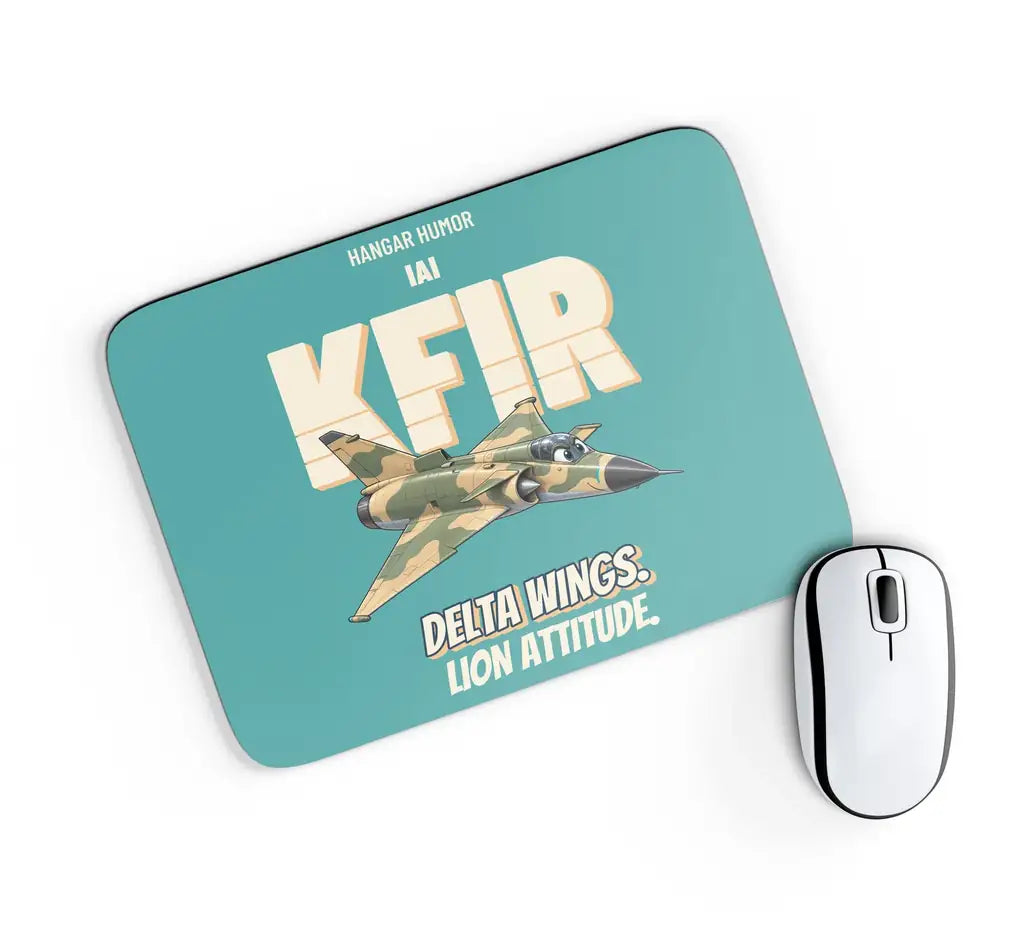 IAI Kfir C2 - Delta wings. Lion attitude. design on turquoise rectangle mouse pad