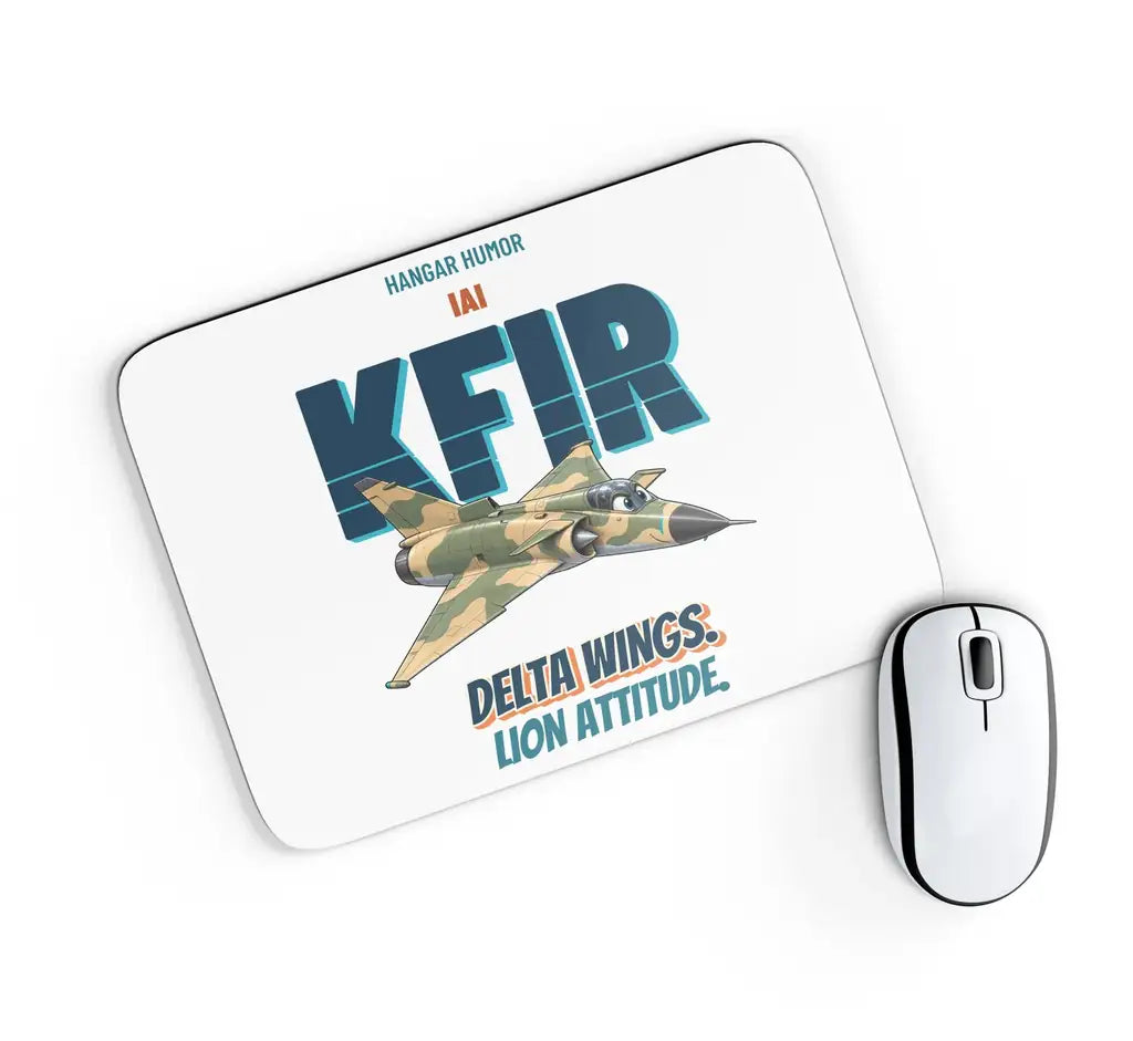 IAI Kfir C2 - Delta wings. Lion attitude. design on white rectangle mouse pad