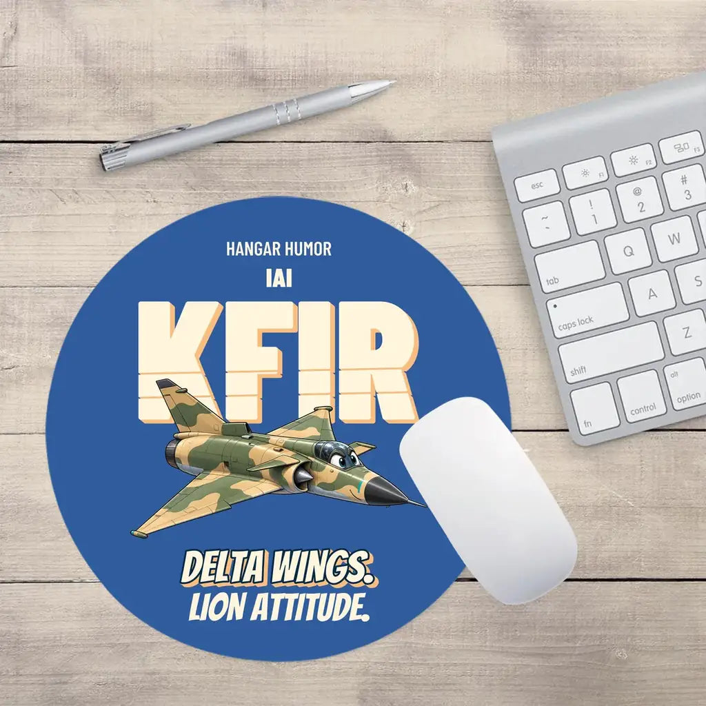 IAI Kfir C2 - Delta wings. Lion attitude. design on blue round mouse pad