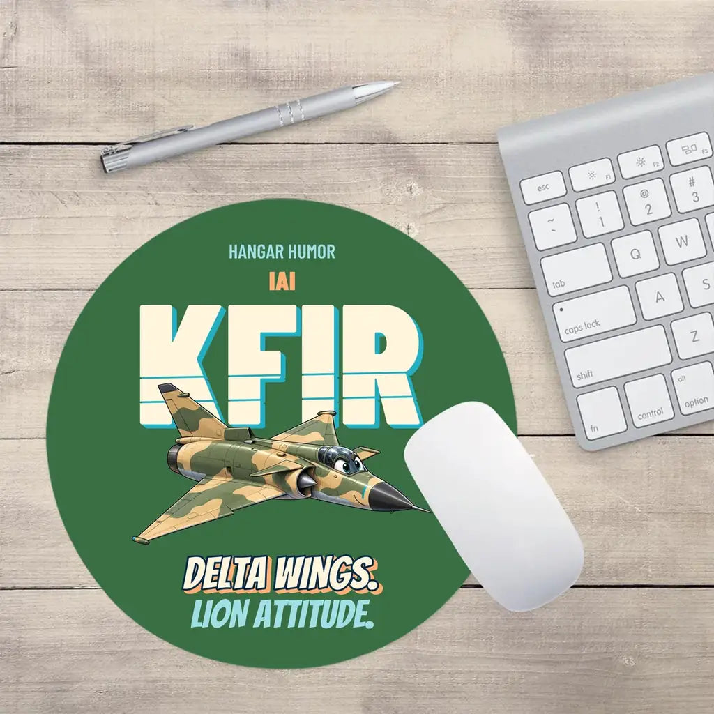 IAI Kfir C2 - Delta wings. Lion attitude. design on green round mouse pad