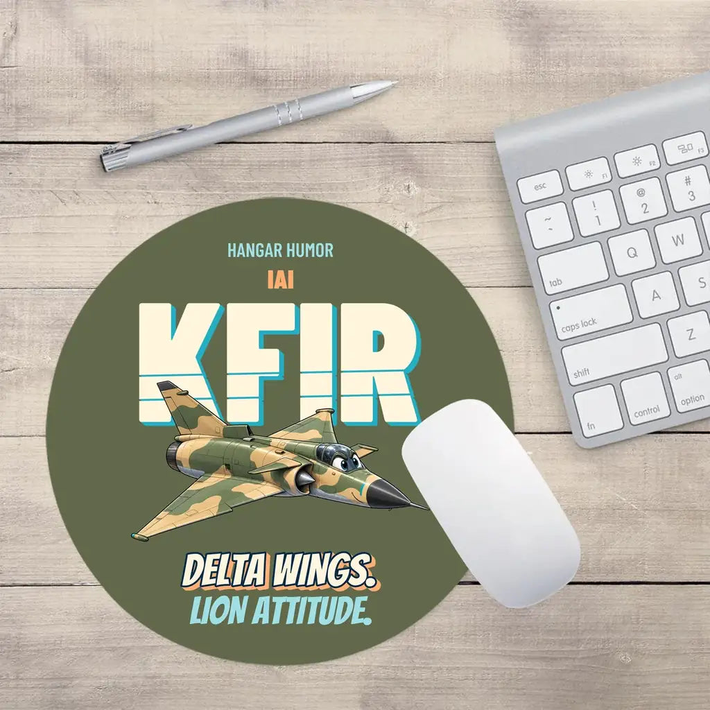 IAI Kfir C2 - Delta wings. Lion attitude. design on green army round mouse pad