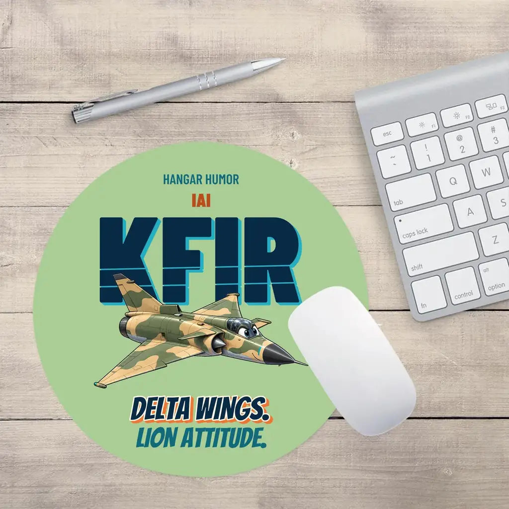 IAI Kfir C2 - Delta wings. Lion attitude. design on light green round mouse pad