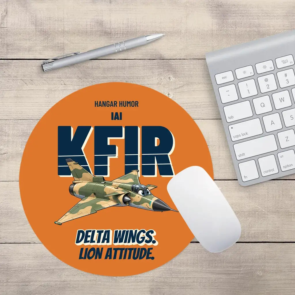 IAI Kfir C2 - Delta wings. Lion attitude. design on orange round mouse pad