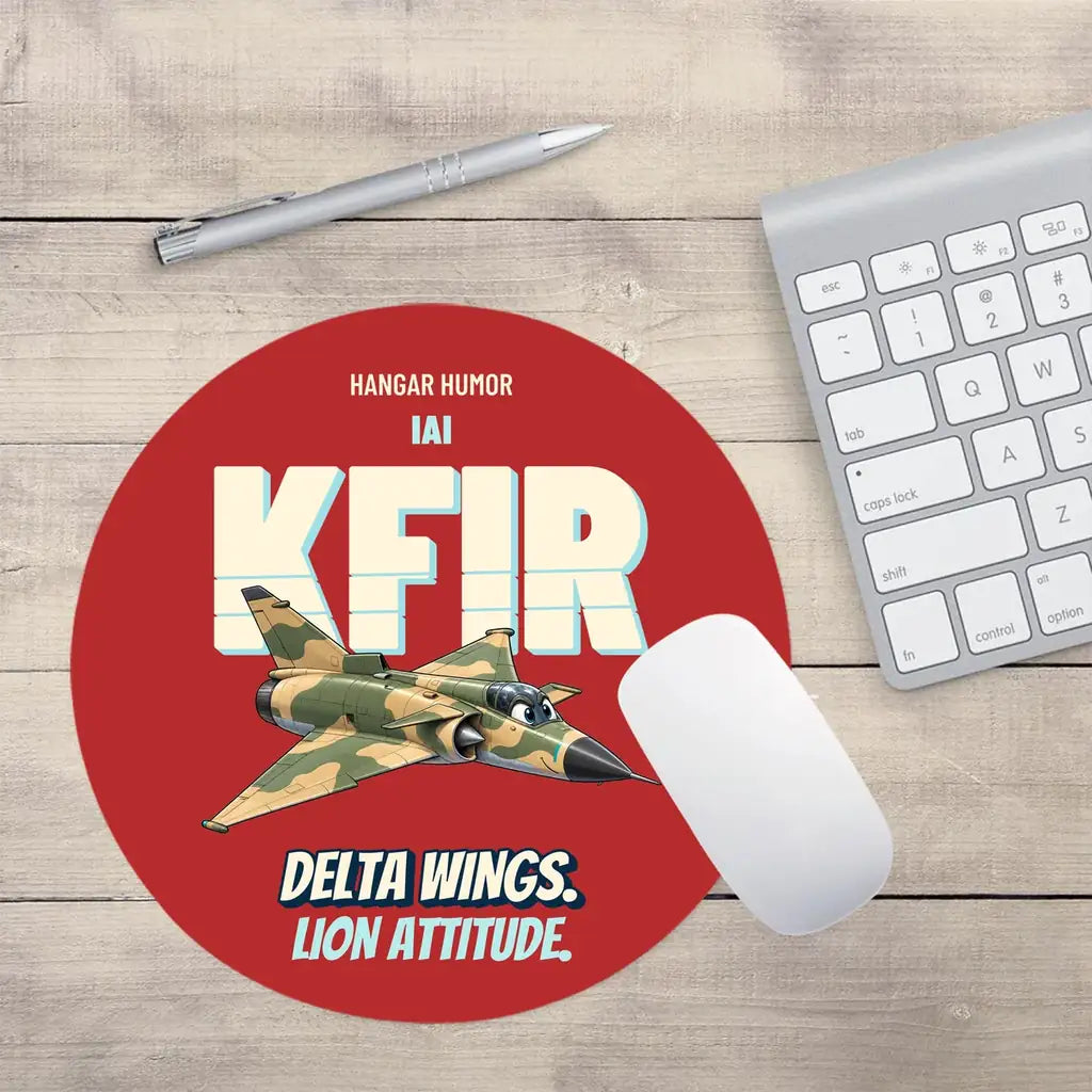 IAI Kfir C2 - Delta wings. Lion attitude. design on red round mouse pad