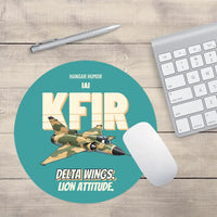 Thumbnail for IAI Kfir C2 - Delta wings. Lion attitude. design on turquoise round mouse pad
