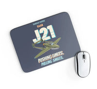 Thumbnail for Saab J 21A - Pushing limits. Pulling smiles. design on navy blue rectangle mouse pad