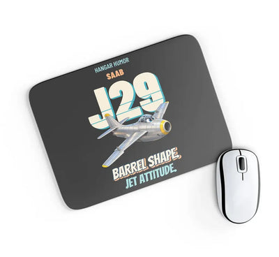 Saab J 29F Tunnan - Barrel shape. Jet attitude. design on black rectangle mouse pad