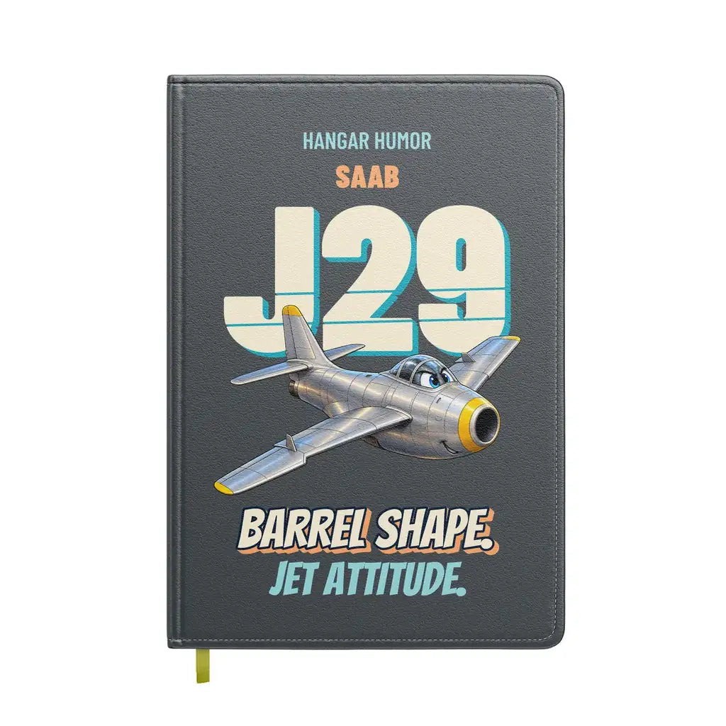 Saab J 29F Tunnan - Barrel shape. Jet attitude. design on gray notebook