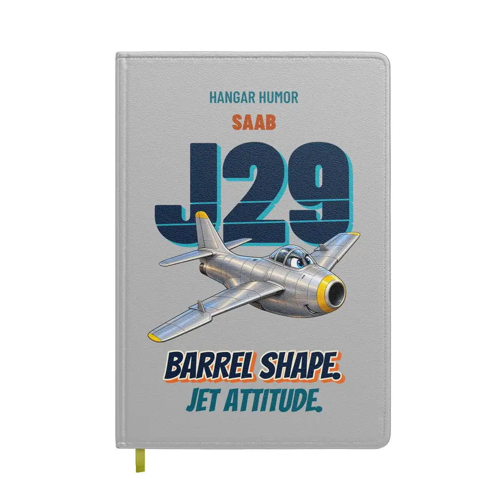 Saab J 29F Tunnan - Barrel shape. Jet attitude. design on light gray notebook