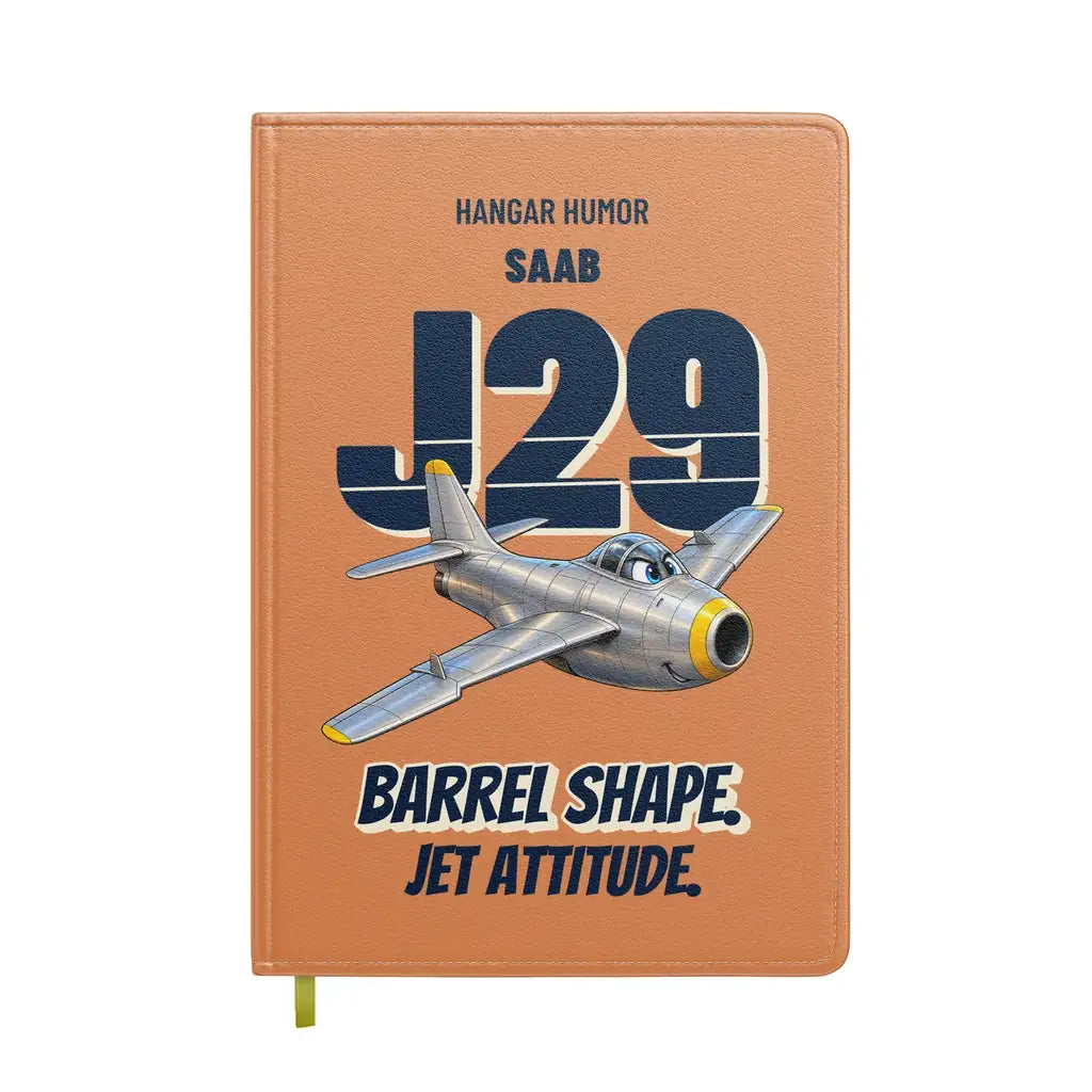 Saab J 29F Tunnan - Barrel shape. Jet attitude. design on orange notebook