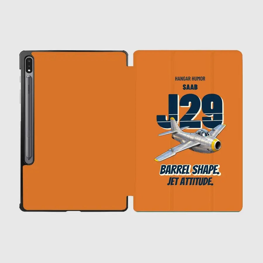 Saab J 29F Tunnan - Barrel shape. Jet attitude. design on orange samsung tablet tablet case