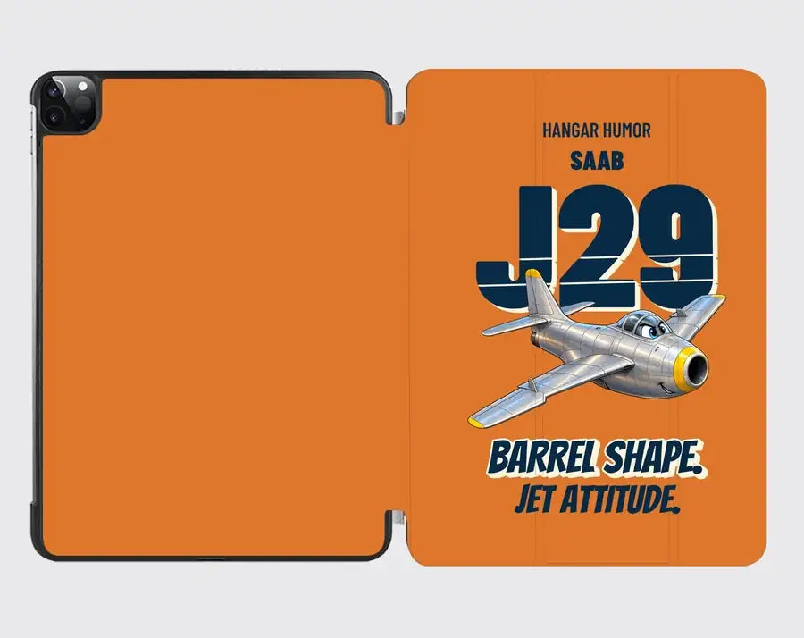 Saab J 29F Tunnan - Barrel shape. Jet attitude. design on orange ipad tablet case