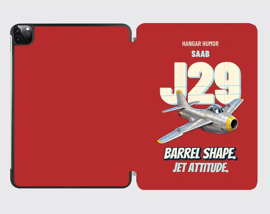 Saab J 29F Tunnan - Barrel shape. Jet attitude. design on red ipad tablet case