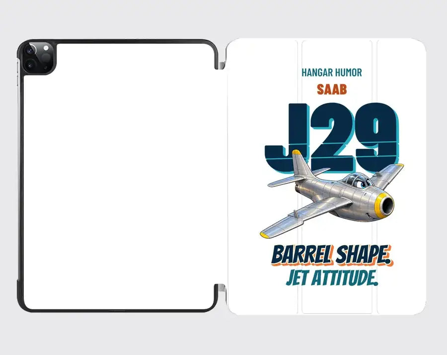 Saab J 29F Tunnan - Barrel shape. Jet attitude. design on white ipad tablet case