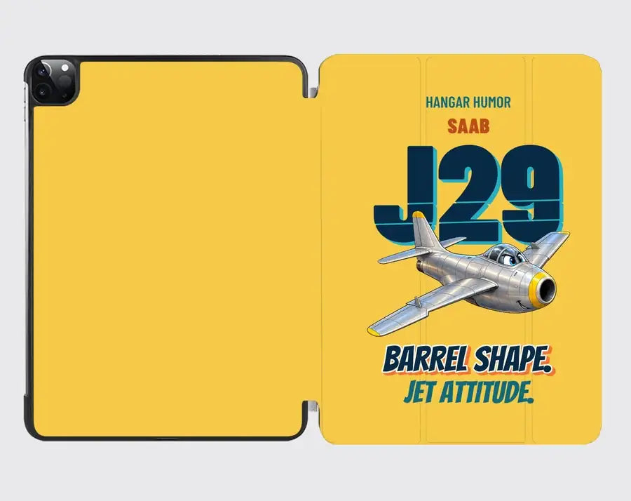 Saab J 29F Tunnan - Barrel shape. Jet attitude. design on yellow ipad tablet case