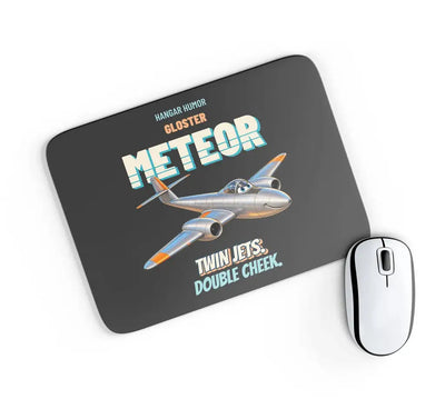 Gloster Meteor F.8 - Twin jets. Double cheek. design on black rectangle mouse pad