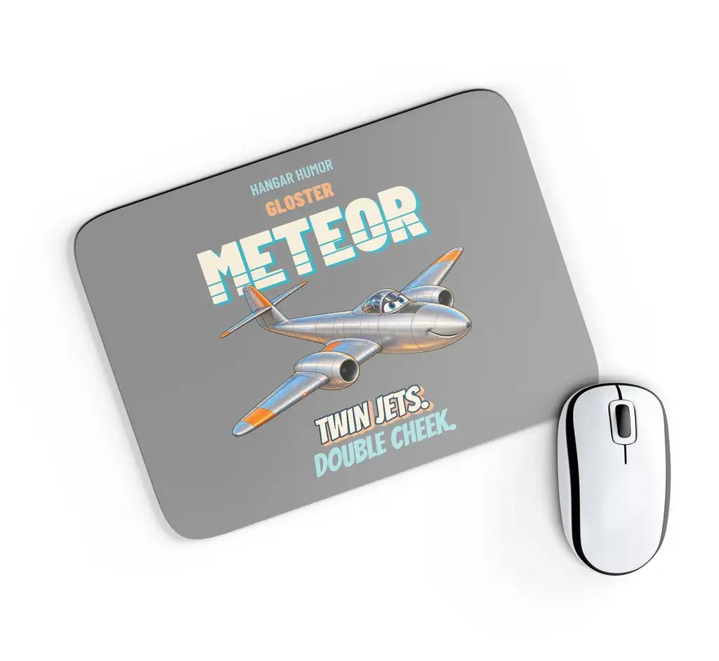 Gloster Meteor F.8 - Twin jets. Double cheek. design on gray rectangle mouse pad