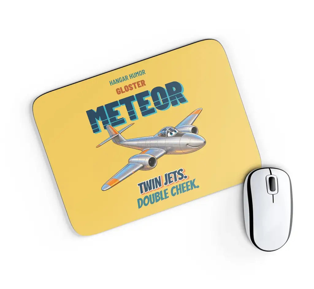Gloster Meteor F.8 - Twin jets. Double cheek. design on yellow rectangle mouse pad