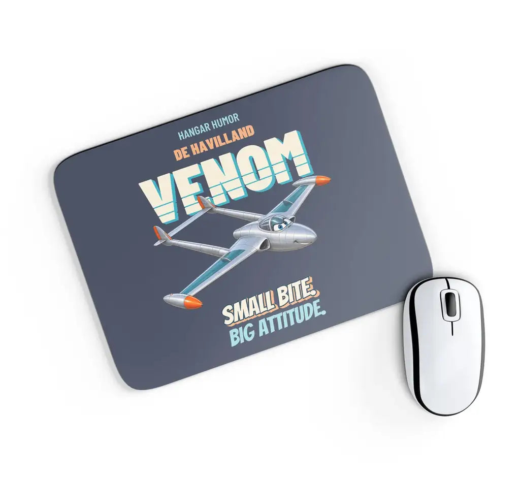 de Havilland Venom FB.4 - Small bite. Big attitude. design on navy blue rectangle mouse pad