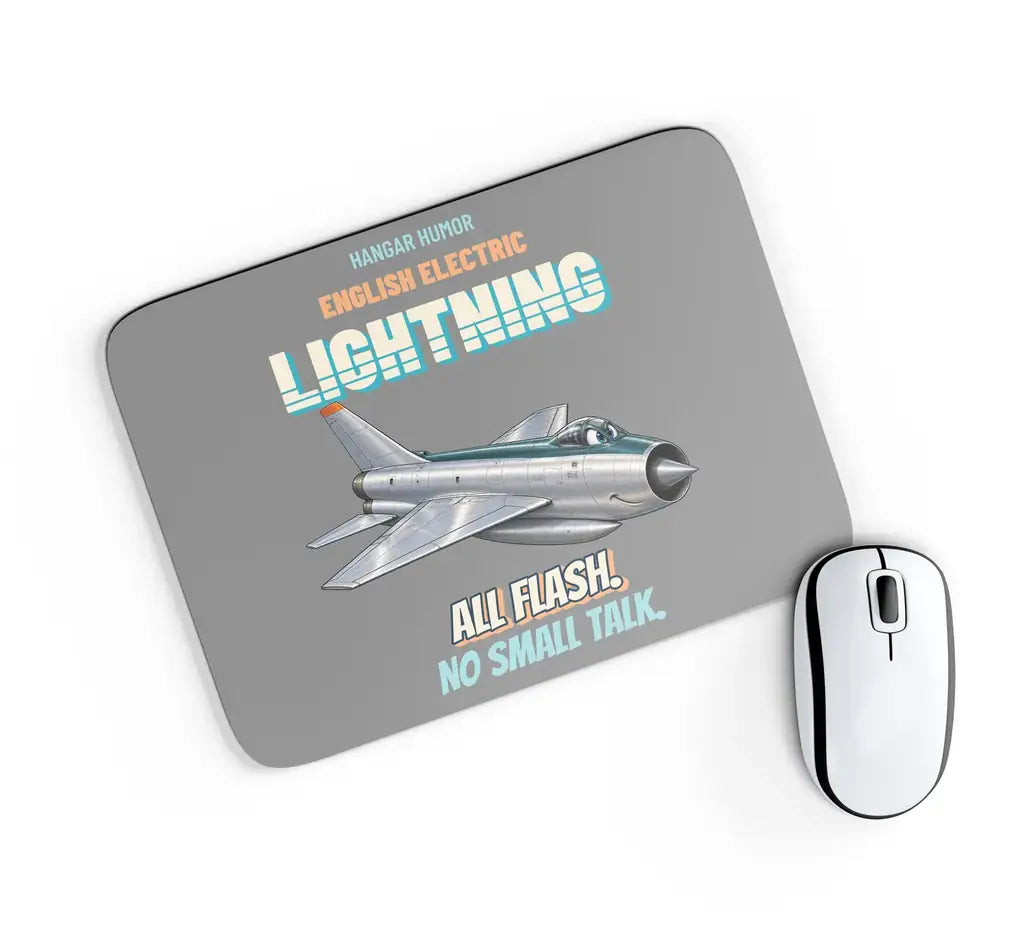 English Electric Lightning F.6 - All flash. No small talk. design on gray rectangle mouse pad