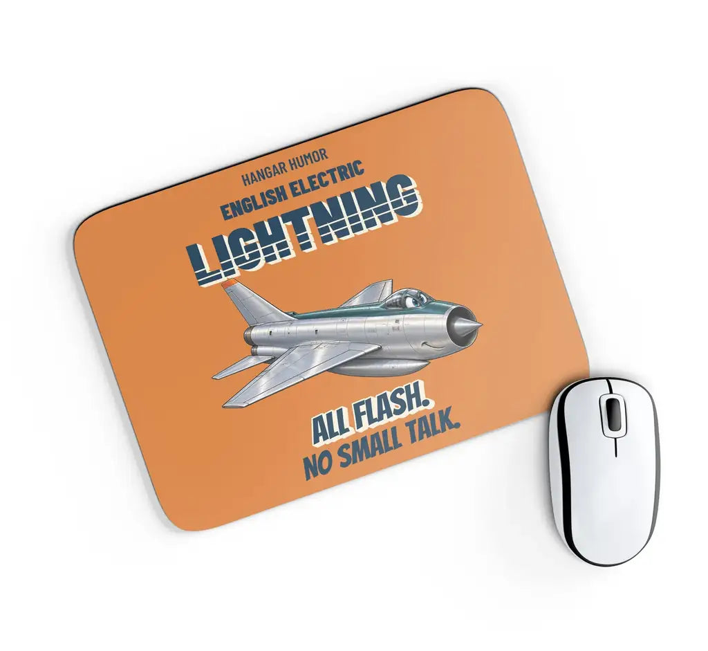 English Electric Lightning F.6 - All flash. No small talk. design on orange rectangle mouse pad